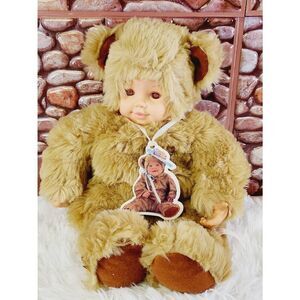 Vtg 1997 Anne Geddes Baby Teddy Bear Doll 16" #B2